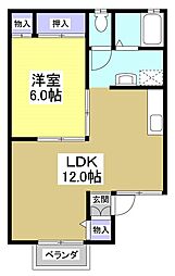 リヴェールC 1LDKの間取図画像