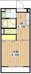 エスタシオン 1DKの間取図画像