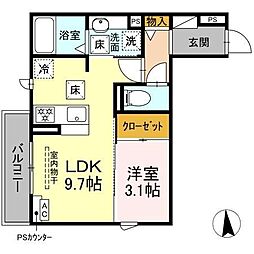 D-Hills領家II 1LDKの間取図画像
