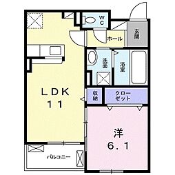 プルミエ 1LDKの間取図画像