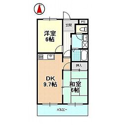 サンコーポ領家 2DKの間取図画像
