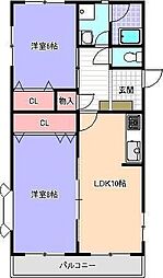 シンフォニー 2LDKの間取図画像