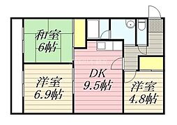 リアライズ山下町 3DKの間取図画像