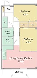 シャルム大蒲 2LDKの間取図画像
