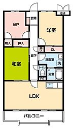 長屋マンション 2SLDKの間取図画像