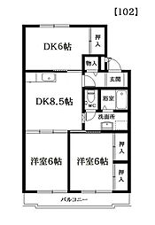 グランドール上島 3DKの間取図画像