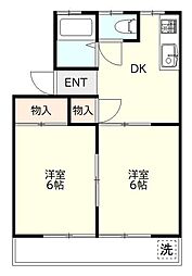 ハイツカトレア 2DKの間取図画像