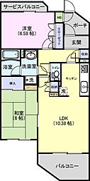 ブライティ広沢 2LDKの間取図画像