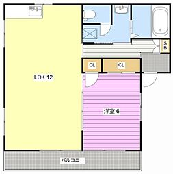 クレセント新都田 1LDKの間取図画像