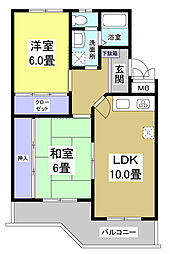 遠鉄ハイツ西ケ崎E 2LDKの間取図画像