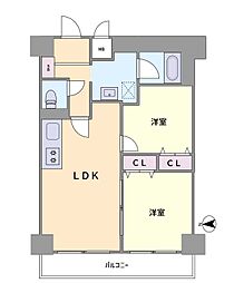 難波スカイハイツ 2LDKの間取図画像