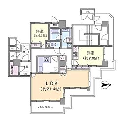 ローレルスクエア都島プライムタワー 2LDKの間取図画像
