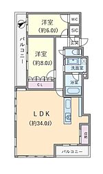 N4.タワー 2LDKの間取図画像