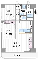 朝日プラザ高津第1 2LDKの間取図画像