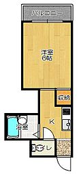 ローヤルハイツ石原 1Kの間取図画像