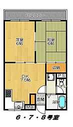 ラ・ヴェル・ドムール 2DKの間取図画像
