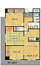 大阪府四條畷市江瀬美町（賃貸マンション3LDK・1階・66.28㎡） その2