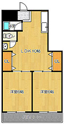 宮前ハイム 2DKの間取図画像