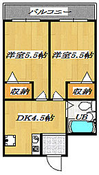 エステートタケモリ 2DKの間取図画像