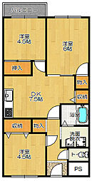 マンションウエストプラザ 3DKの間取図画像