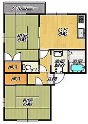 エタニティ太田 2DKの間取図画像