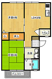 サンビレッジ灰塚D棟 2LDKの間取図画像