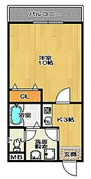 プルメリアコート 1Kの間取図画像