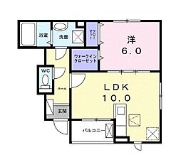クレスト コート 1LDKの間取図画像