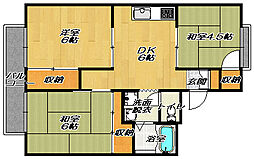 サンハイム上村 3DKの間取図画像