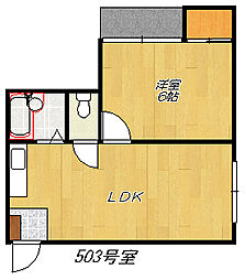 住道ハイツ 1LDKの間取図画像
