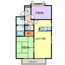 ブランミュール 2階2LDKの間取り