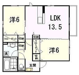 バス 本町4丁目下車 徒歩4分の賃貸アパート 1階2LDKの間取り