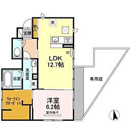 メゾン　カメリア 1階1LDKの間取り