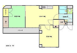 岩田ビル 1階2LDKの間取り