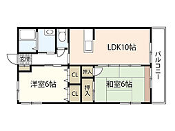 サンシャイン 2LDKの間取図画像