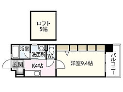 平勝ビル16 1Kの間取図画像