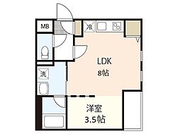 Branche宇品 ワンルームの間取図画像
