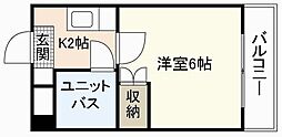 第6若宮ビル 1Kの間取図画像
