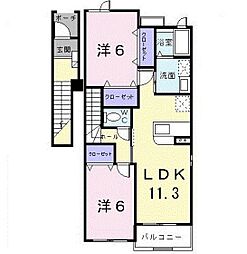 ブリッサ瀬野1 2LDKの間取図画像