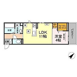 D-room南小路 1LDKの間取図画像