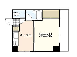 日吉ハイム 1Kの間取図画像