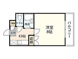 チェリーヒルズ南観音 1Kの間取図画像