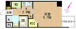 グラビスコート広島駅前通り 1Kの間取図画像