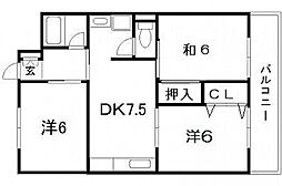 奥野マンション 3DKの間取図画像