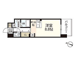 S-RESIDENCE観音本町 ワンルームの間取図画像