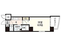グレースコート上八丁堀 1Kの間取図画像
