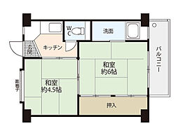 ビレッジハウス畑賀2号棟 2Kの間取図画像