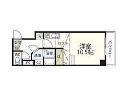 Eden金屋町 ワンルームの間取図画像
