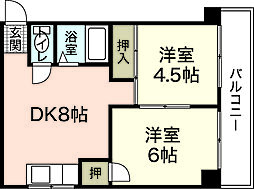 第2堀田ビル 2DKの間取図画像