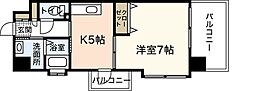 ロアール南竹屋 1DKの間取図画像